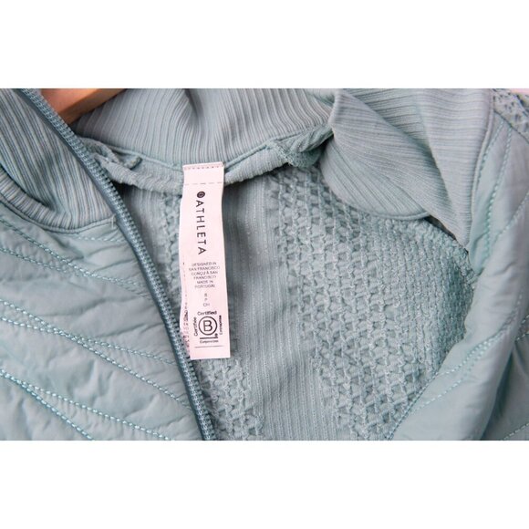 Athleta Sz S Quilted Lightweight Jacket Women Full Zip Mint Green - Picture 8 of 12
